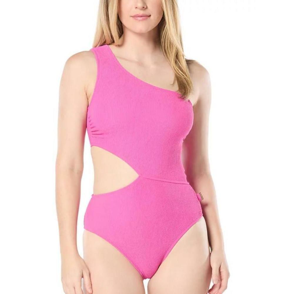 MICHAEL Michael Kors Women's One-Shoulder Pink Side-Cutout Swimsuit 10